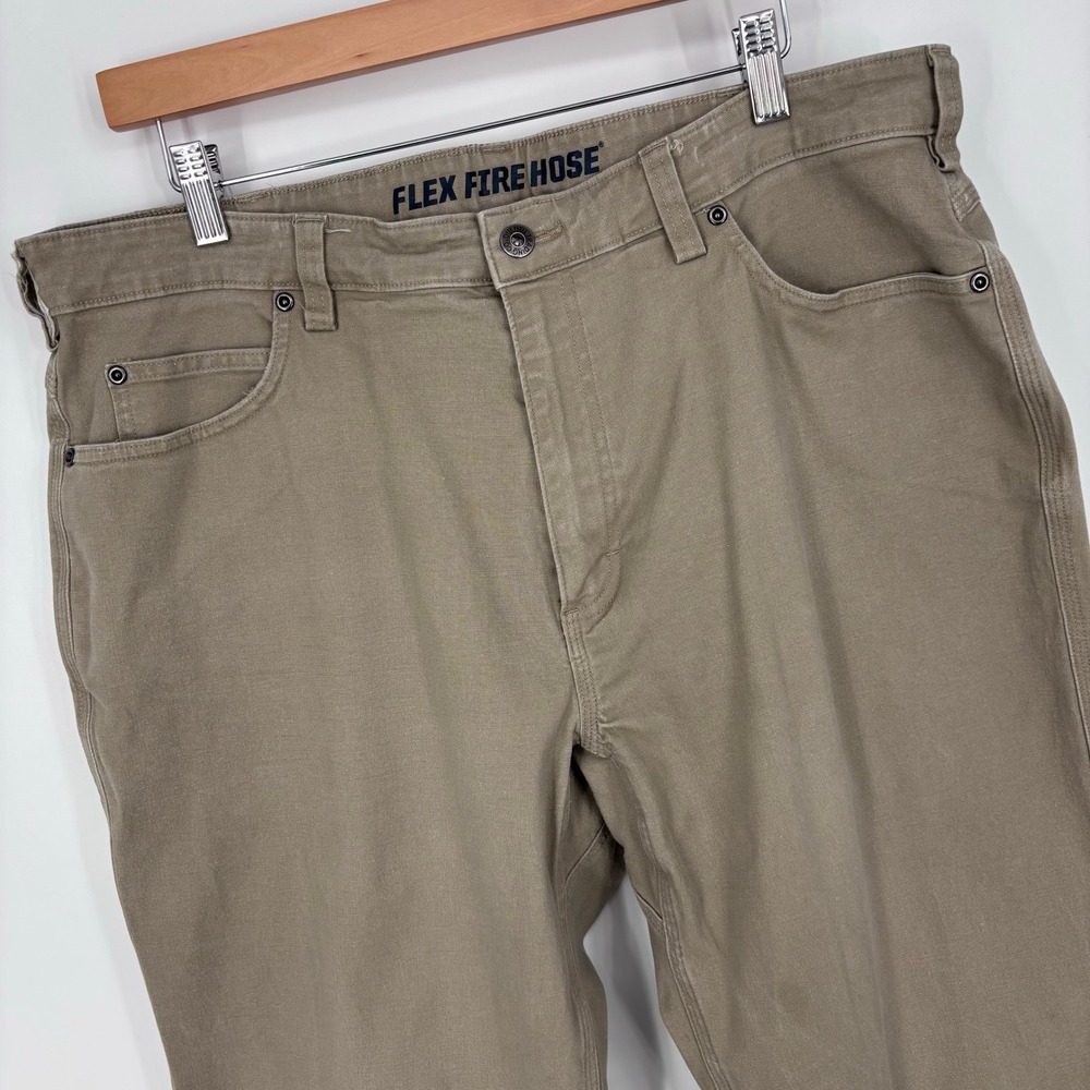 Duluth Trading Co Flex Fire Hose Relaxed Fit Pants Mens 36x30 (Tag 38x32) Khaki